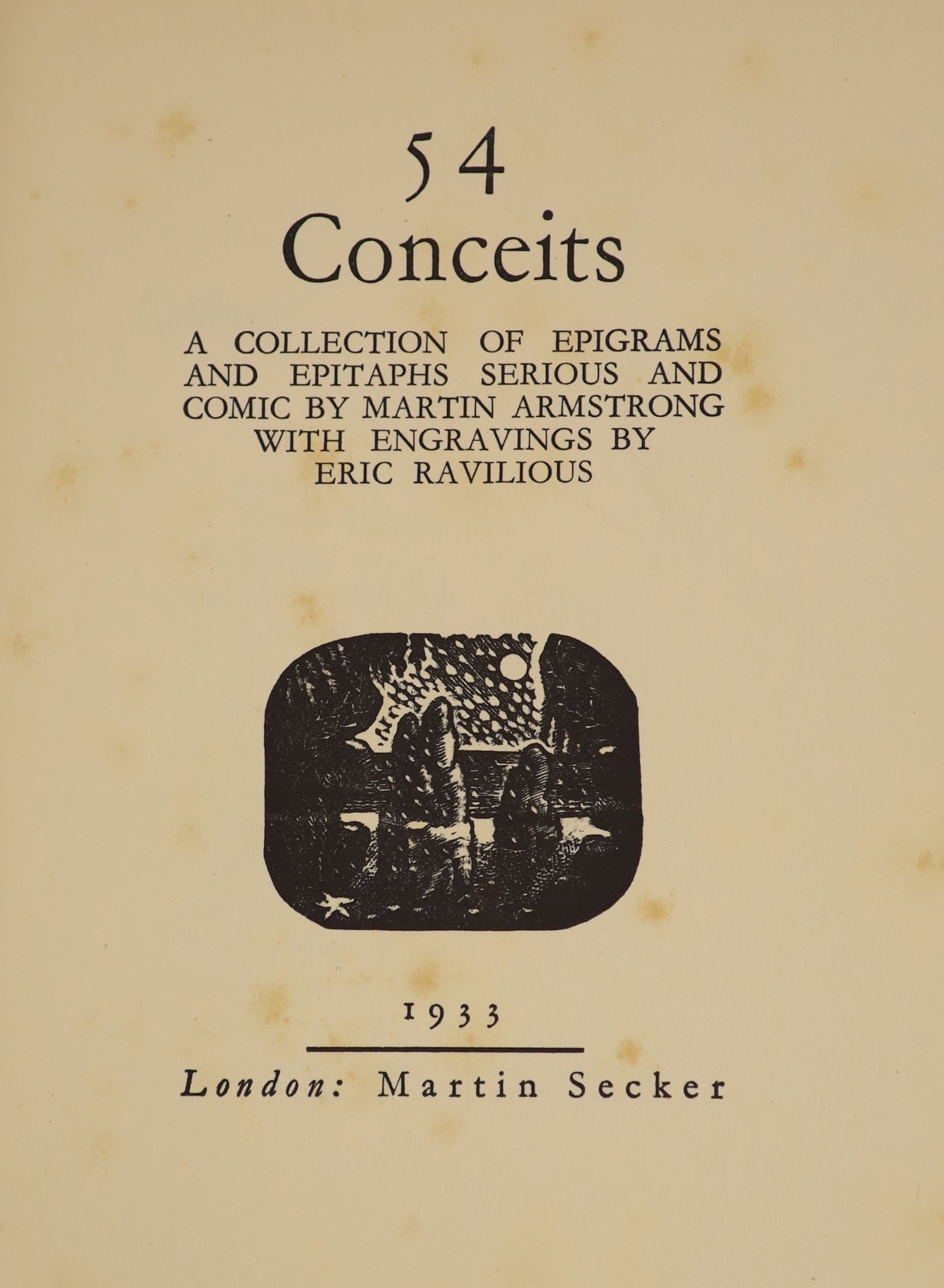 Armstrong, Martin - Fifty-Four Conceits, illustrated by Eric Ravilious, 12mo, with unclipped d/j, Martin Secker, London, 1933